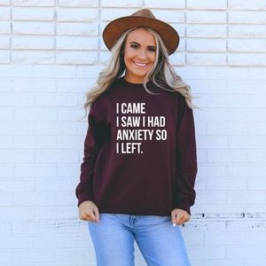 Funny Womens Graphic Crewneck Sweatshirt Maroon